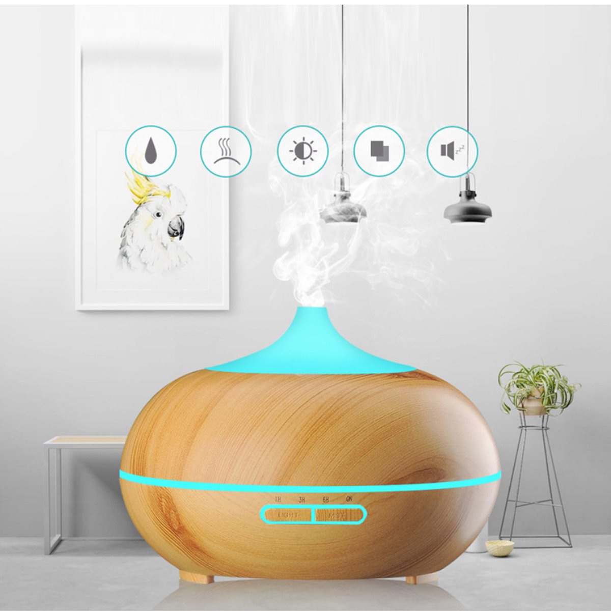 Mistyrious Essential Oil Humidifier Natural Oak Design With Easy Axcestories