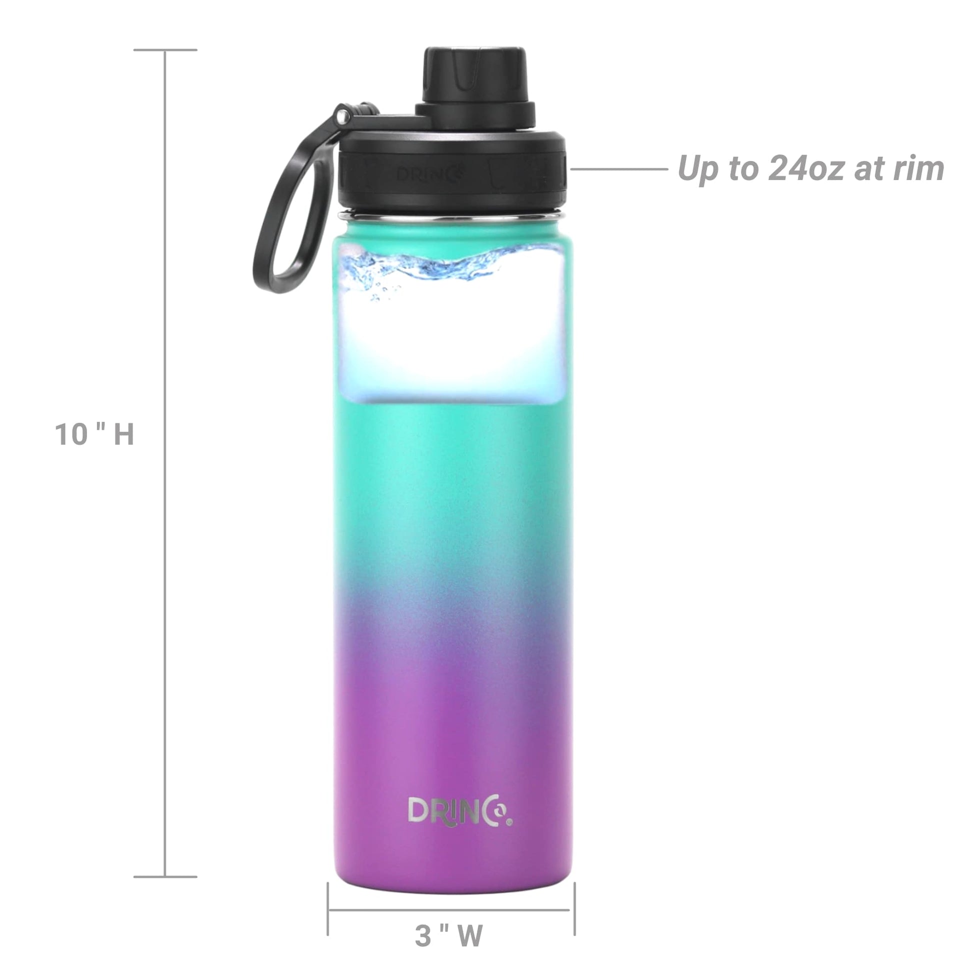 DRINCO® 22oz Stainless Steel Sport Water Bottle - Ombre Fuschia Teal Axcestories