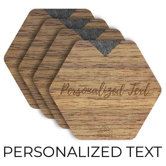 PERSONALIZED Wooden Coasters - American Walnut / Set of 4 Coasters Axcestories